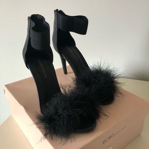 Black Feather Heels